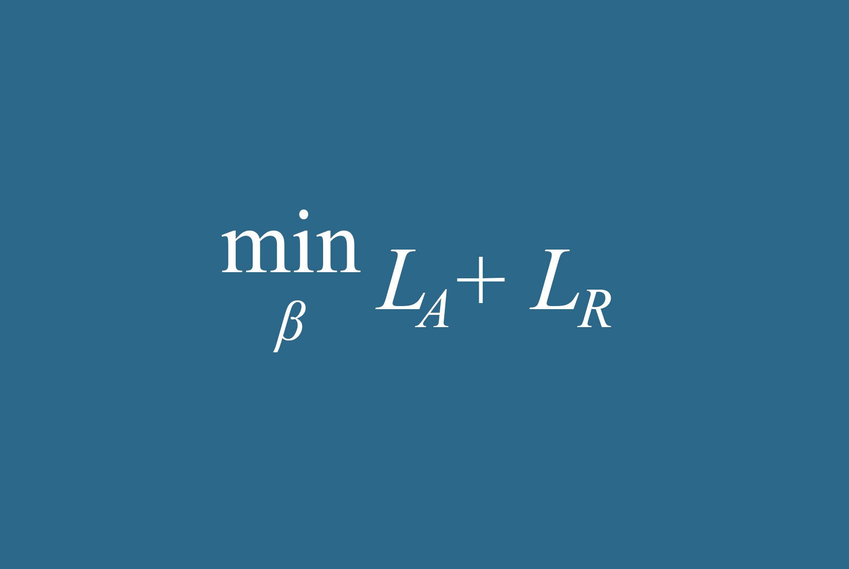 image of a math equation, min_{\beta} L_A + L_R